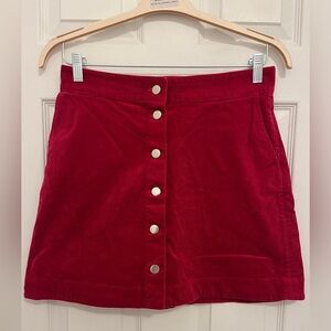 & Other Stories, Corduroy button down skirt, Red, Size 10